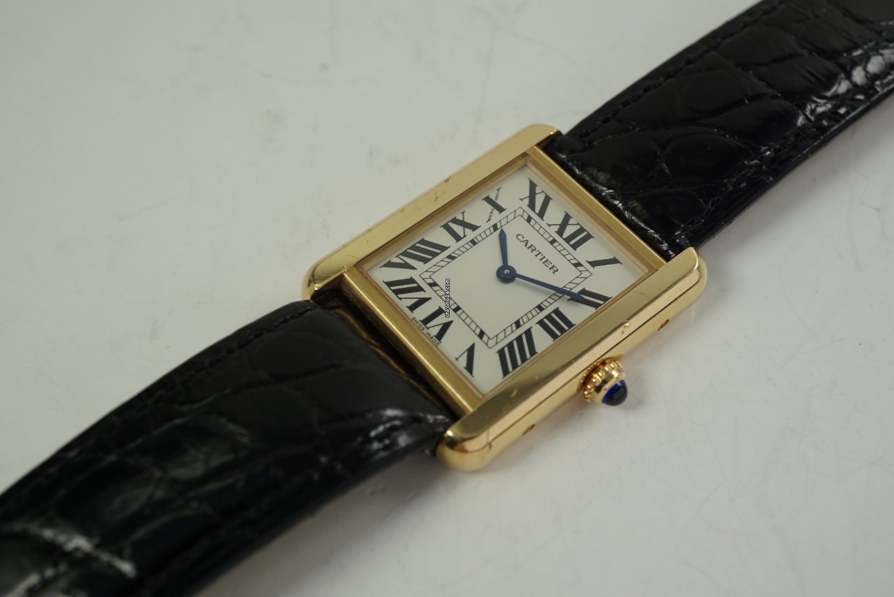 IMG_9081 Cartier Tank Solo Mens watch Unisex Quartz Gold Steel 2743 Replica 6