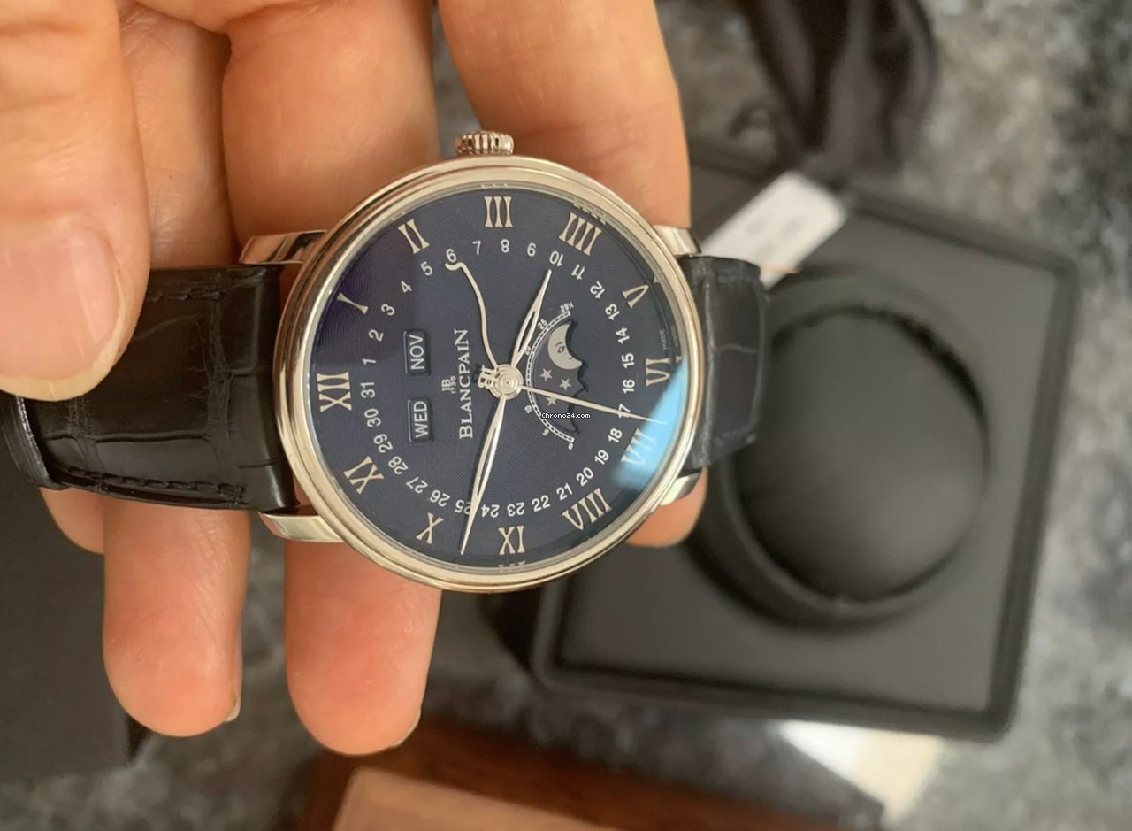 IMG_9081 Blancpain Villeret Quantieme Complet Mens watch Unisex Automatic White gold 6654-1529-55b Replica 6