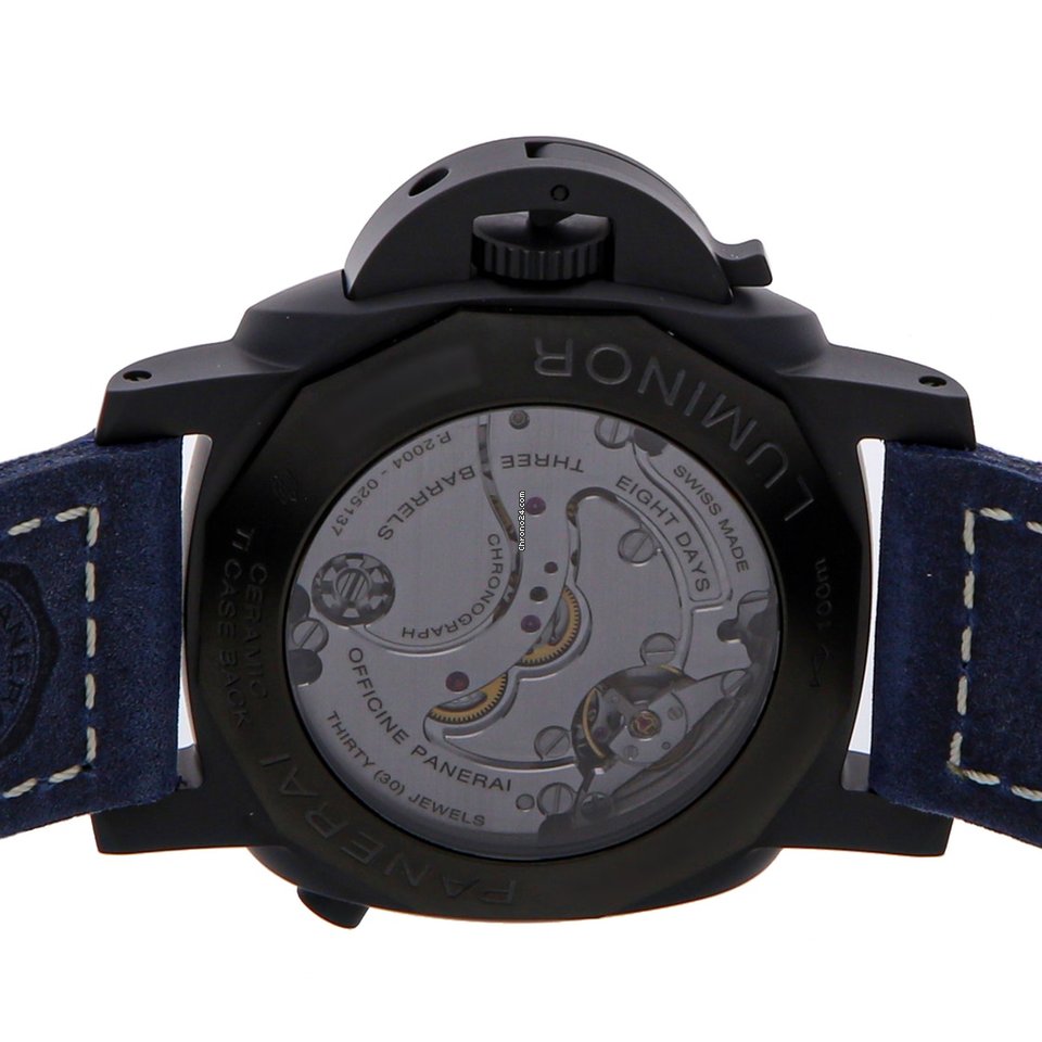 IMG_9081 Panerai Luminor 1950 8 Days Chrono Monopulsante GMT Mens watch Unisex Automatic Ceramic PAM01135 Replica 6