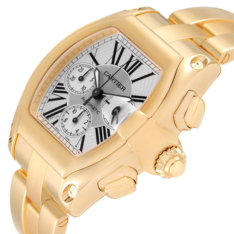 IMG_9081 Cartier Roadster Mens watch Unisex Automatic Yellow gold W62021Y2 Replica 6