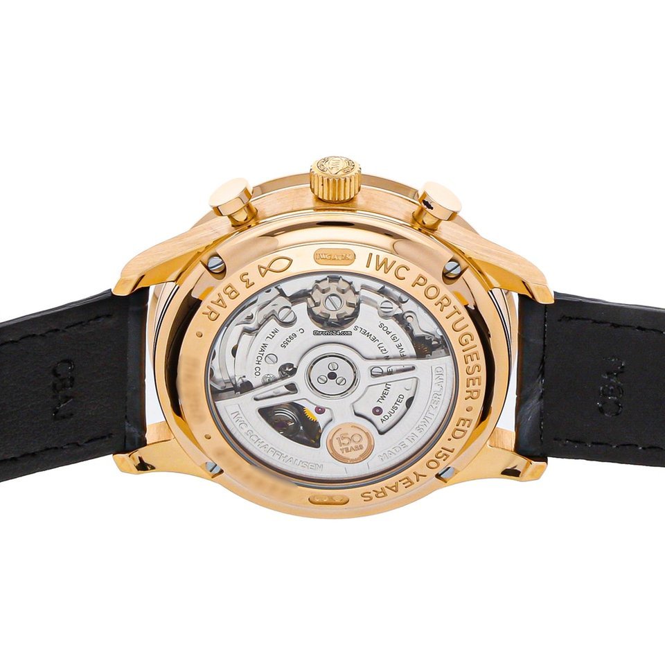 IMG_9081 IWC Portuguese Chronograph Mens watch Unisex Automatic Rose gold IW3716-03 Replica 6