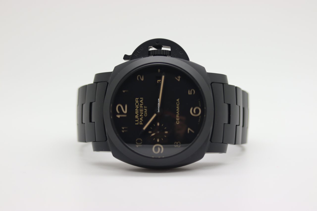 IMG_9081 Panerai Luminor 1950 3 Days GMT Automatic Mens watch Unisex Automatic Ceramic PAM 00438 Replica 6