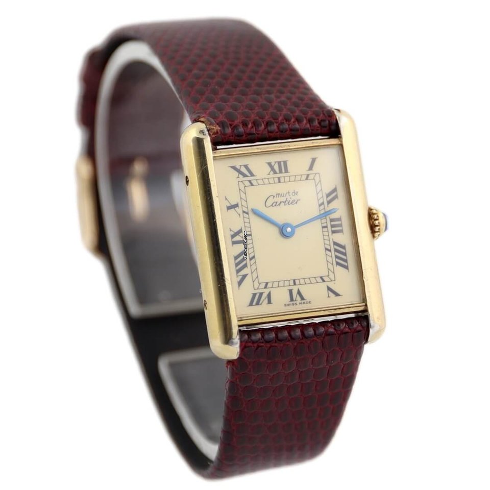 IMG_9081 Cartier Tank Vermeil Womens watch Quartz Gold Steel 590005 Replica 6