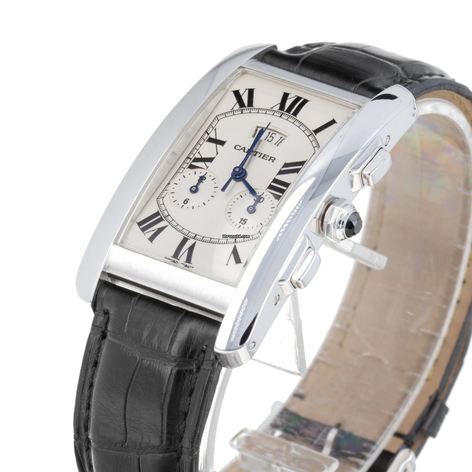 IMG_9081 Cartier Tank Americaine Mens watch Unisex Quartz White gold 2569 W007976 Replica 6