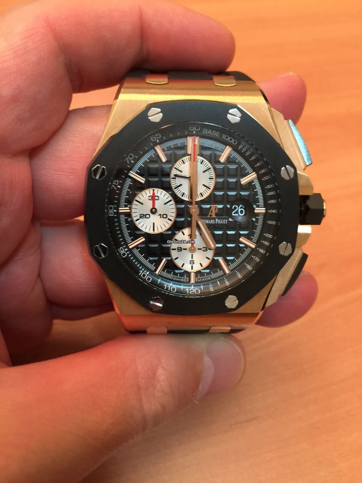 IMG_9081 Audemars Piguet Royal Oak Offshore Chronograph Mens watch Unisex Automatic Rose gold 26400RO.OO.A002CA.01 Replica 6
