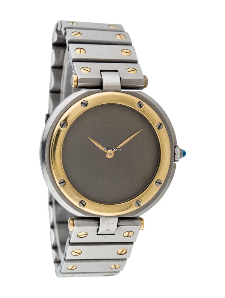 IMG_9081 Cartier Santos Mens watch Unisex Quartz Gold Steel AC 14,90g or 0.750 2.80gr Replica 6