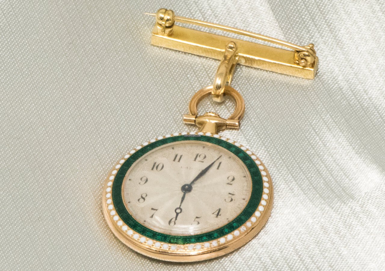 IMG_9081 Cartier Mens watch Unisex Manual winding Yellow gold CARTIER 1910 Rare Enamel Diamond 18kt Gold Pocket Watch Replica 6