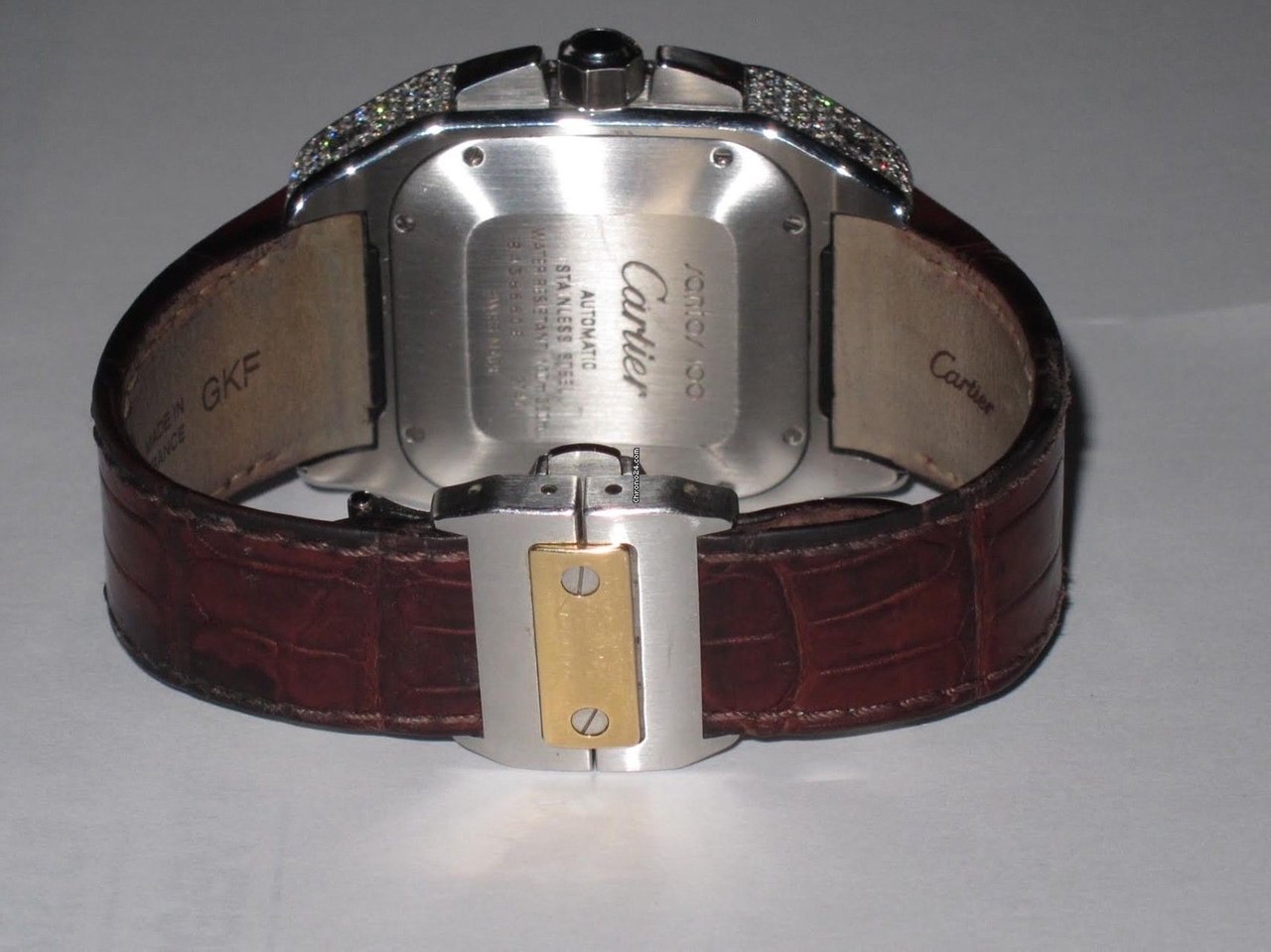 IMG_9081 Cartier Santos 100 Mens watch Unisex Automatic Gold Steel W20091X7 Replica 6