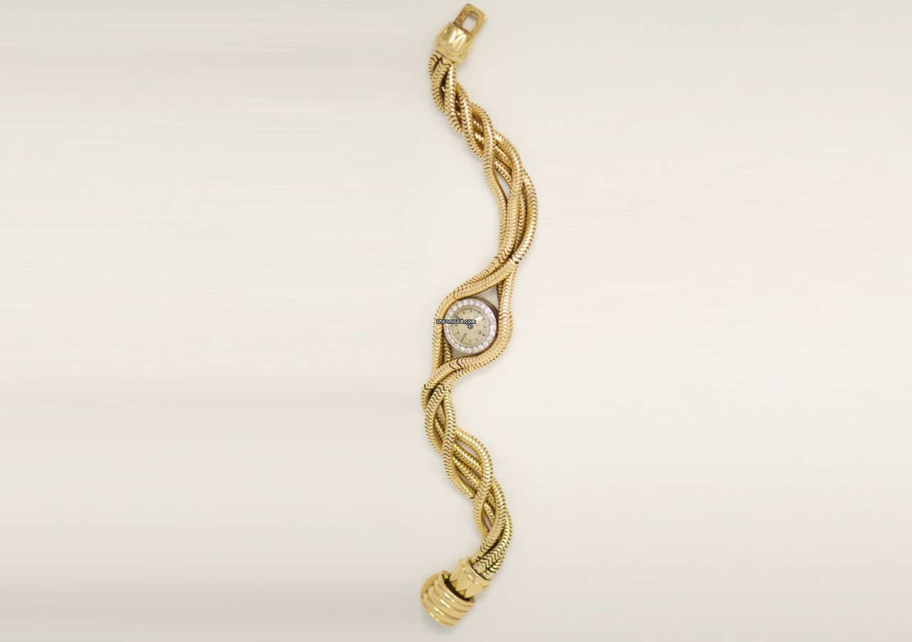 Cartier Womens watch Manual winding Yellow gold RARE 1940S DIAMOND SET PLATINUM, 18KT YG TRIPLE TWIST WATCH Replica 6