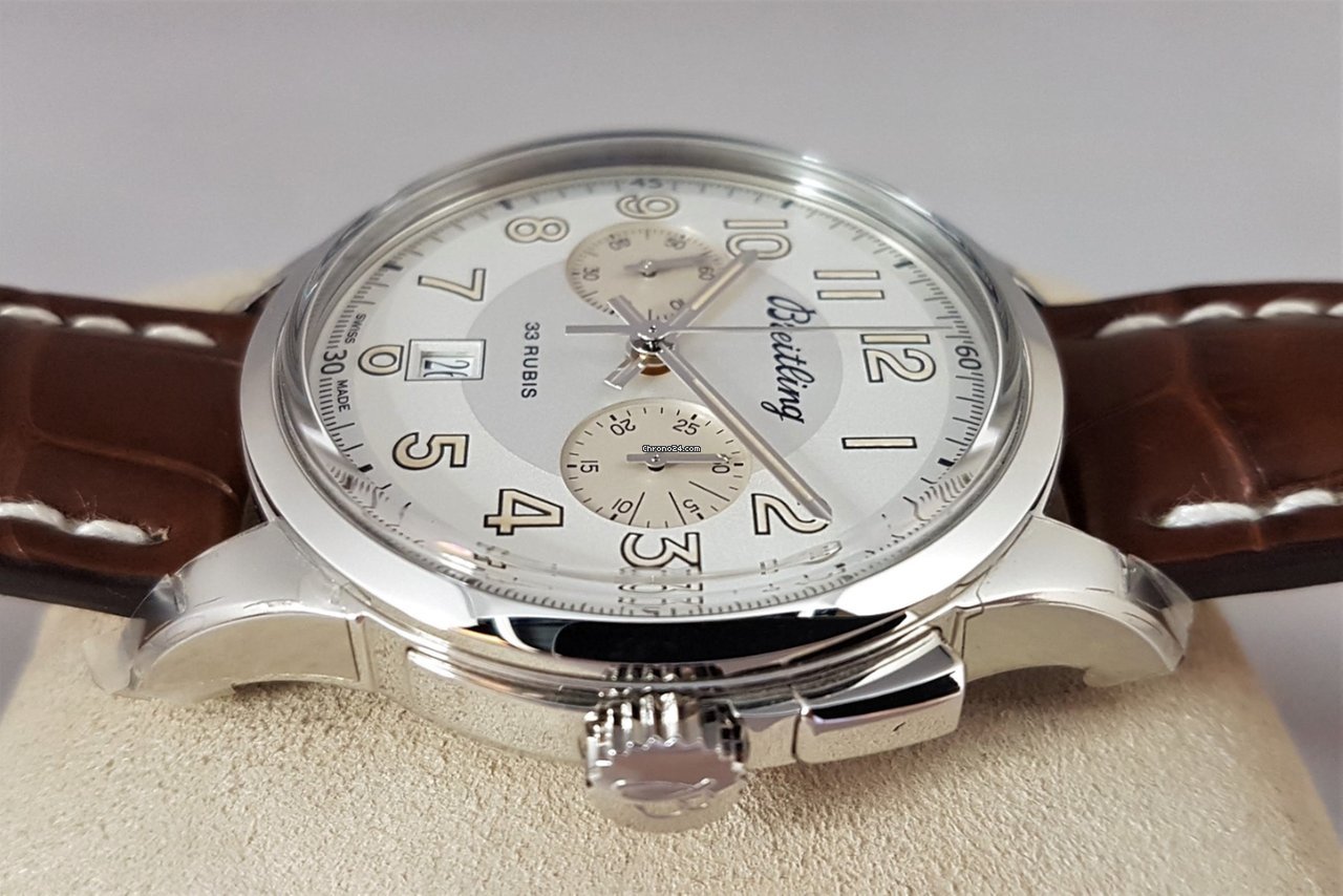 IMG_9081 Breitling Transocean Chronograph 1915 Mens watch Unisex Manual winding Steel AB141112 G799 739P Replica 6