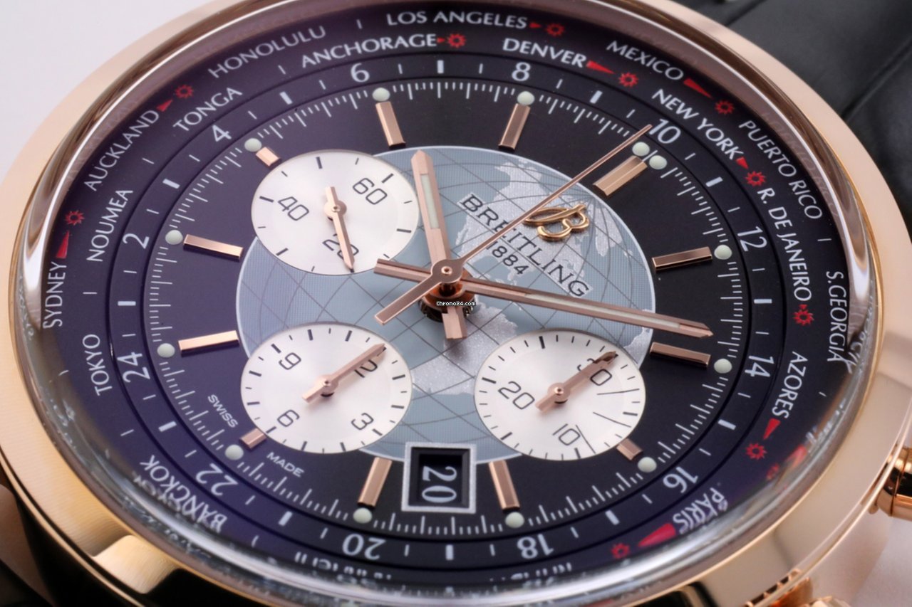 IMG_9081 Breitling Transocean Chronograph Unitime Mens watch Unisex Automatic Rose gold RB0510U4 BB63 Replica 7