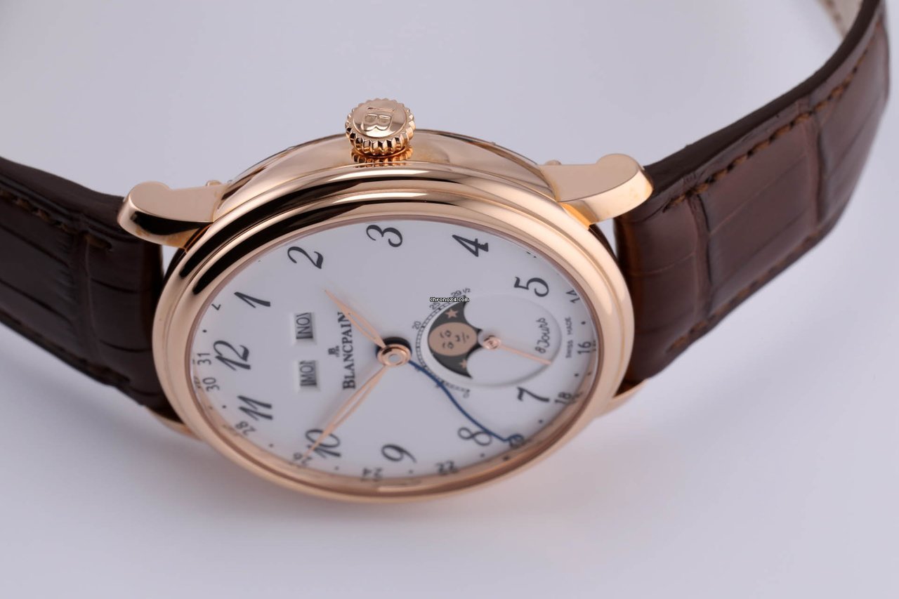 IMG_9081 Blancpain Villeret Quantieme Complet Mens watch Unisex Automatic Rose gold 6639A-3631-55B Replica 7