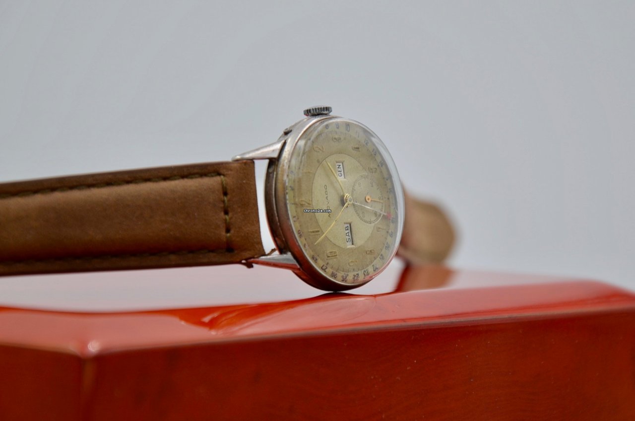 IMG_9081 Movado Mens watch Unisex Manual winding Steel Movado triple calendar vintage Replica 7