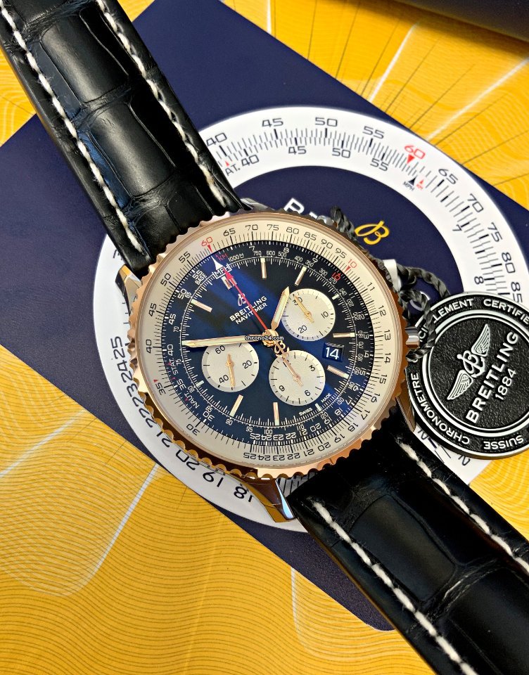 IMG_9081 Breitling Navitimer 01 (46 MM) Mens watch Unisex Automatic Gold Steel UB0127211B1P1 Replica 7