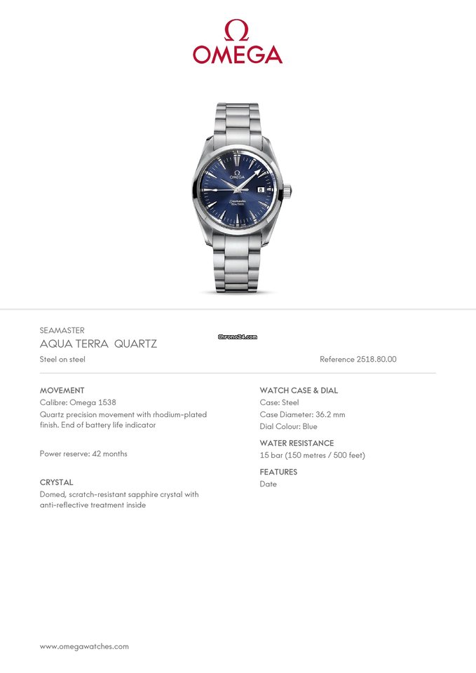 IMG_9081 Omega Seamaster Aqua Terra Mens watch Unisex Quartz Steel 2518.80 Replica 7
