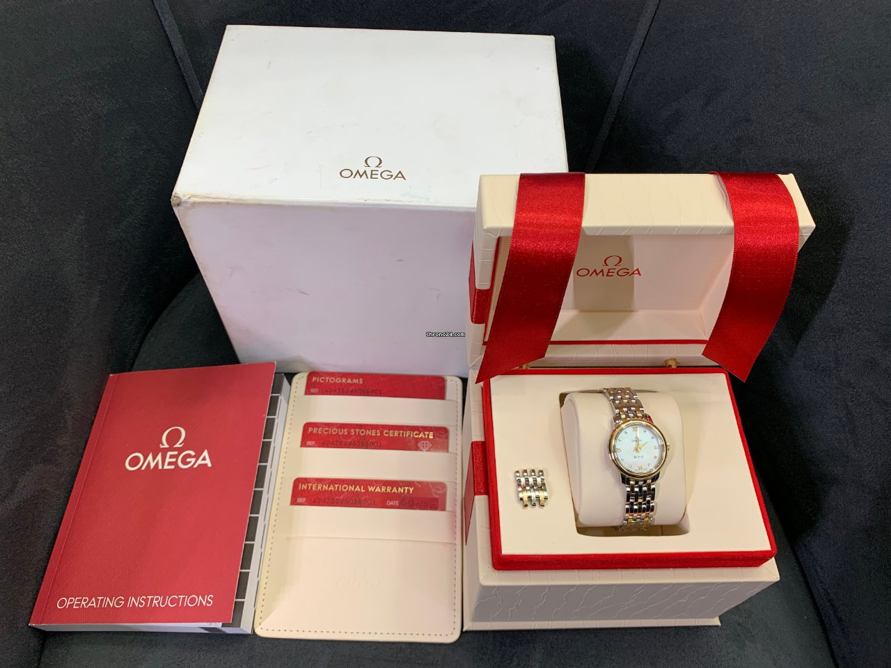 Omega De Ville Prestige Womens watch Quartz Gold Steel 424.20.24.60.55.001 Replica 7
