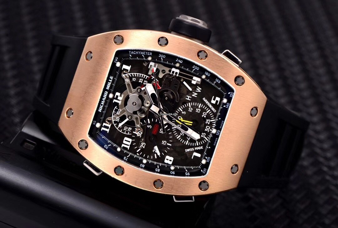 Richard Mille Mens watch Unisex Manual winding Rose gold Richard Mille RM004 AG PG 18K rose gold Full set Replica 7