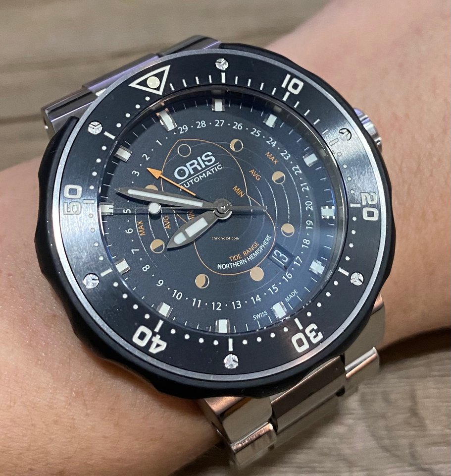 IMG_9081 Oris ProDiver Pointer Moon Mens watch Unisex Automatic Titanium 01 761 7682 7154 Replica 7