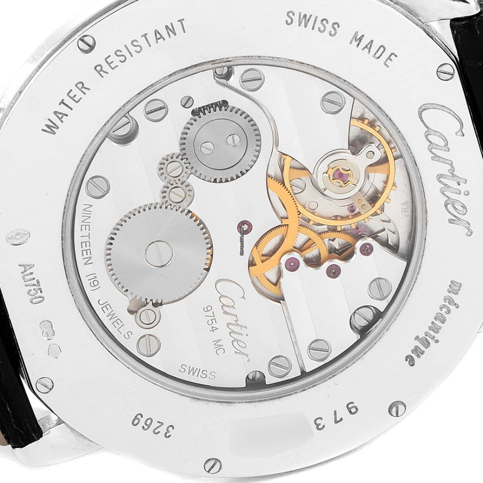 IMG_9081 Cartier Ronde Louis Cartier Mens watch Unisex Manual winding White gold WR007002 Replica 7