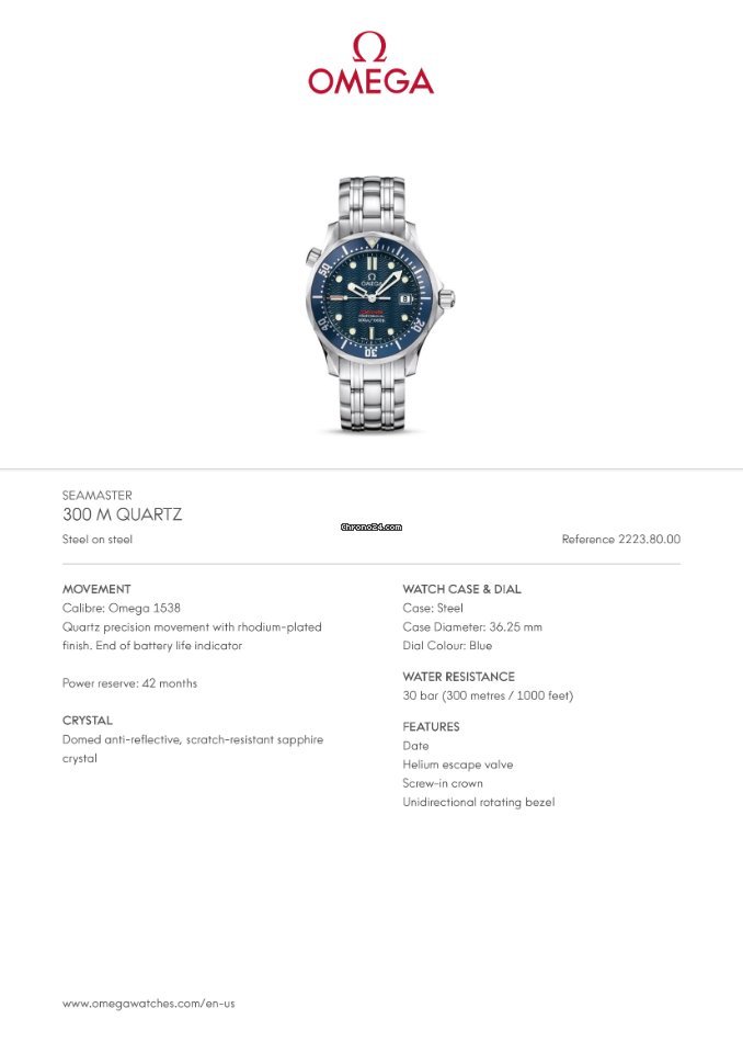 Omega Seamaster Mens watch Unisex Quartz Steel 2223.80 Replica 7