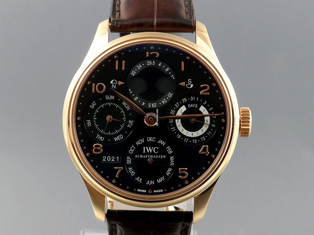 IMG_9081 IWC Portuguese Perpetual Calendar Mens watch Unisex Automatic Rose gold IW502122 Replica 7