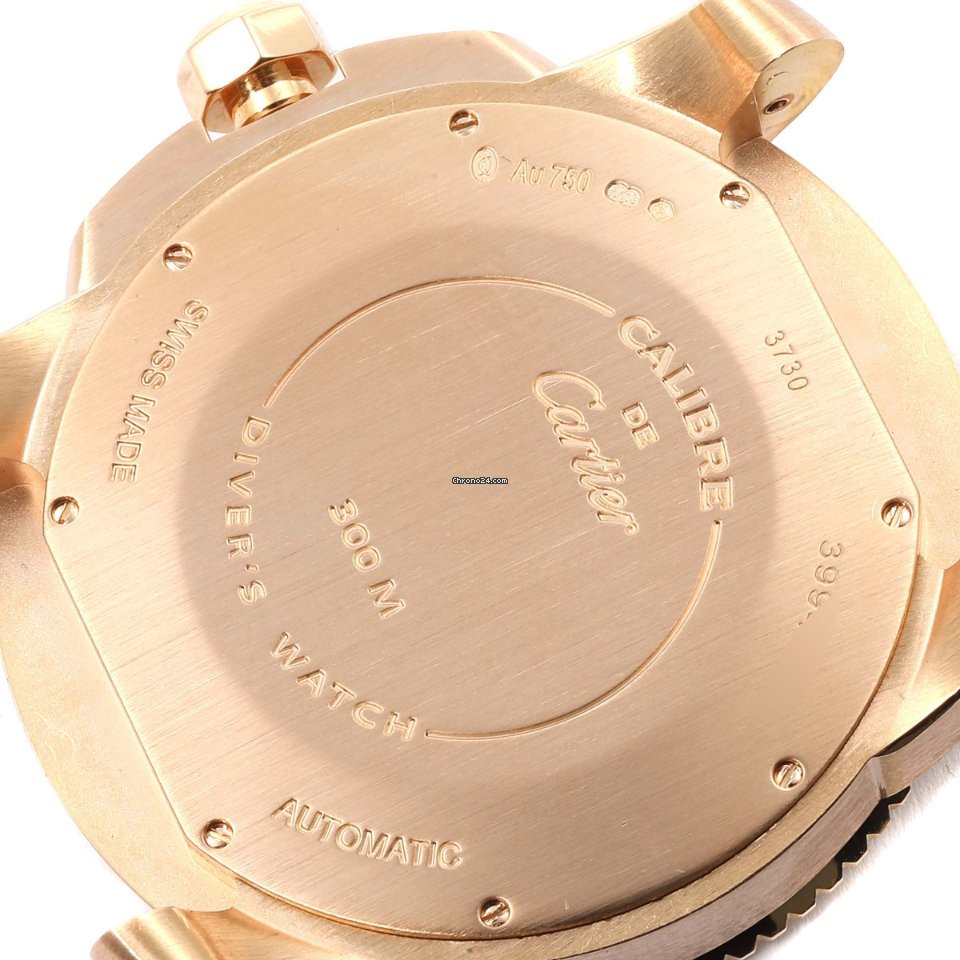 IMG_9081 Cartier Calibre de Cartier Diver Mens watch Unisex Automatic Rose gold W7100052 Replica 7