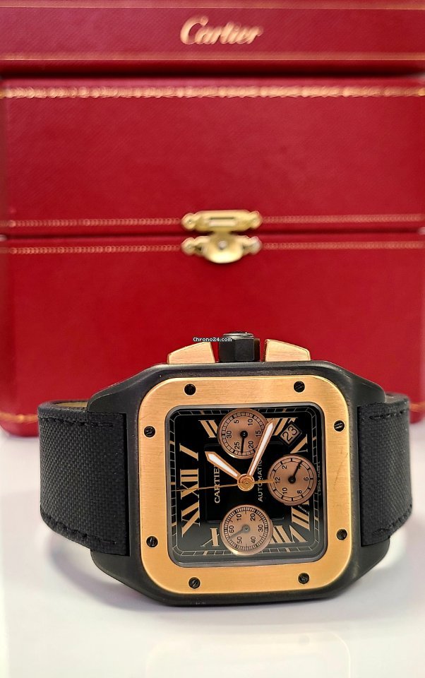 Cartier Santos 100 Mens watch Unisex Automatic Rose gold W2020004 Replica 7