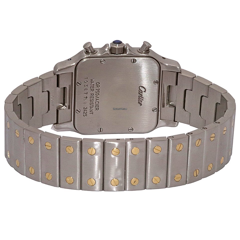 Cartier Santos Mens watch Unisex Quartz Gold Steel 2425 Replica 7