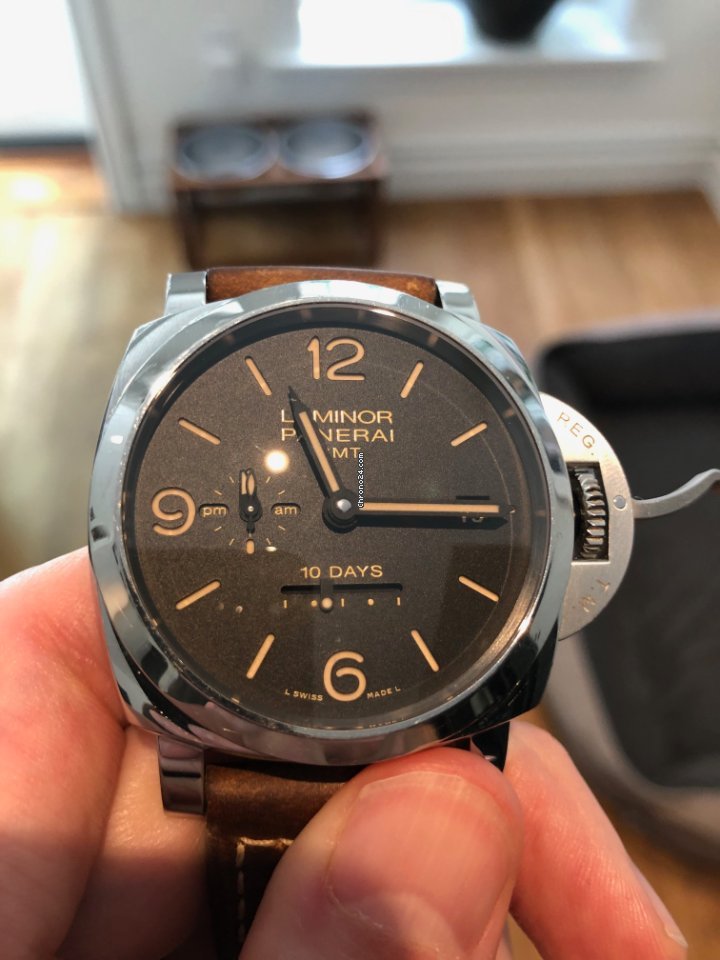 IMG_9081 Panerai Luminor 1950 10 Days GMT Mens watch Unisex Automatic Steel PAM 00533 Replica 7