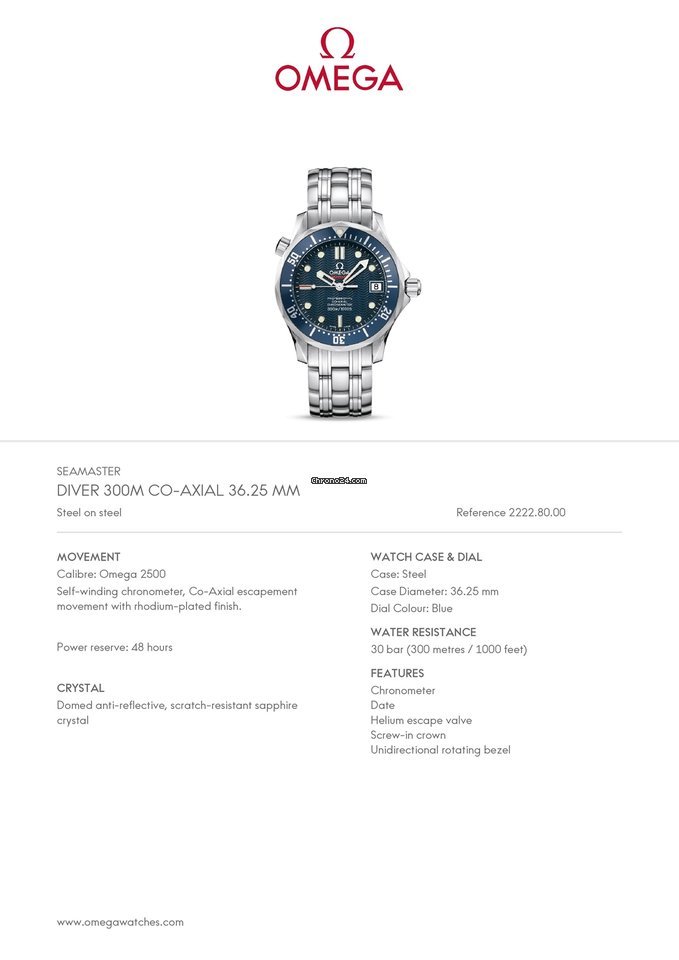 Omega Seamaster Mens watch Unisex Automatic Steel 2222.80 Replica 7