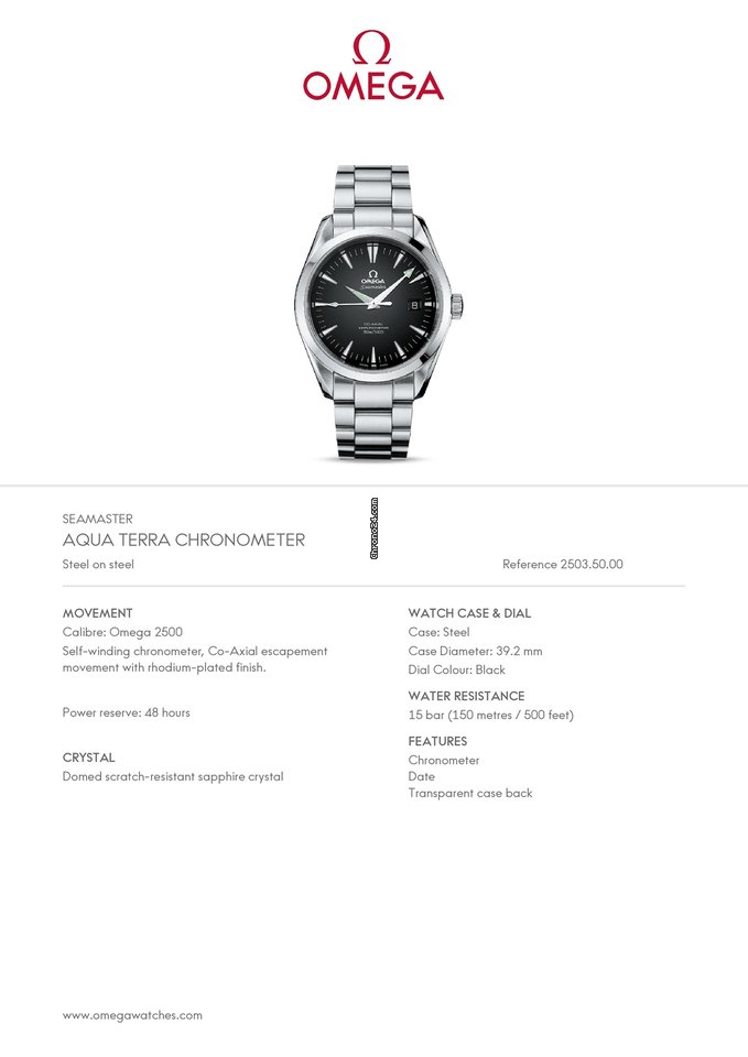 IMG_9081 Omega Seamaster Aqua Terra Mens watch Unisex Automatic Steel 2503.50 Replica 7
