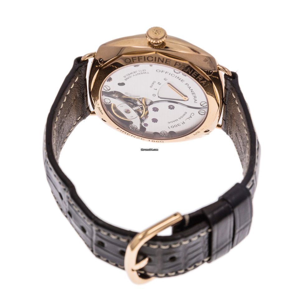 IMG_9081 Panerai Radiomir 3 Days GMT Mens watch Unisex Manual winding Rose gold PAM 421 Replica 7