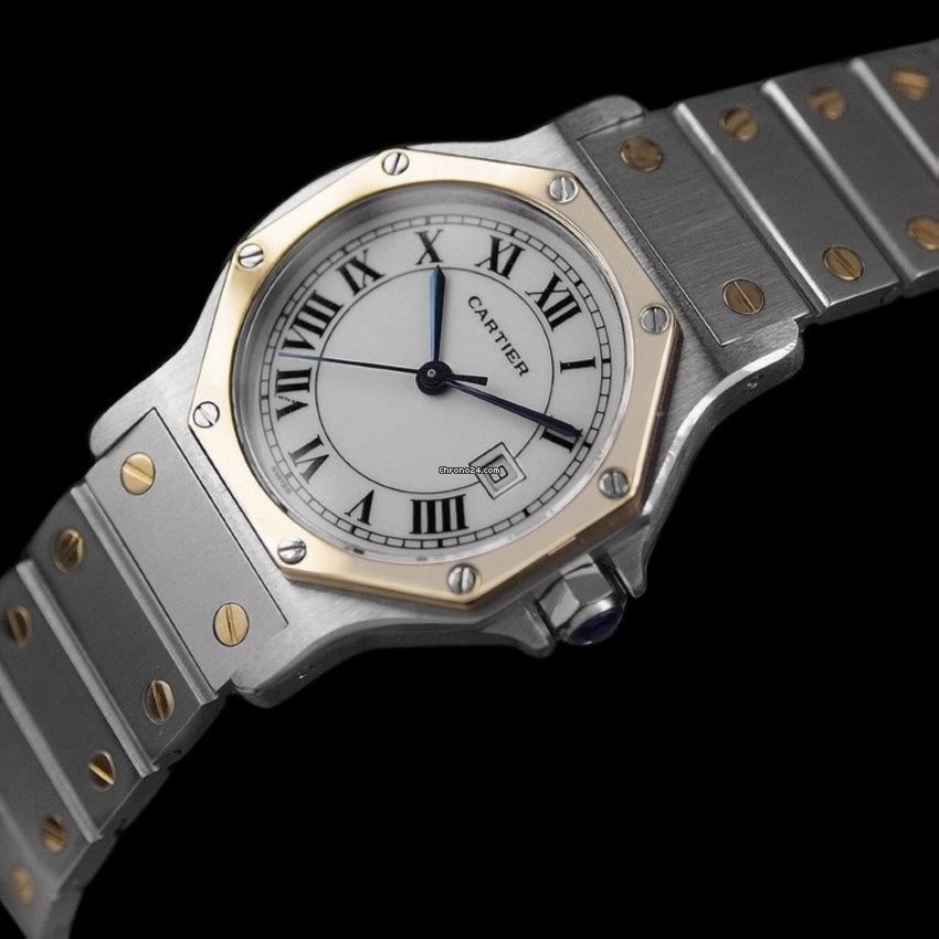 IMG_9081 Cartier Santos Mens watch Unisex Automatic Gold Steel 8275ST Replica 7