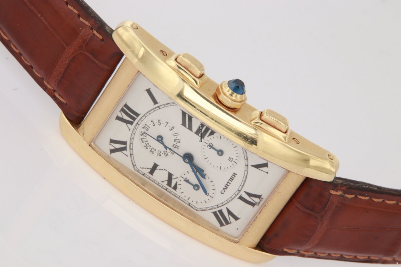 IMG_9081 Cartier Tank Americaine Mens watch Unisex Quartz Yellow gold 1730 Replica 7
