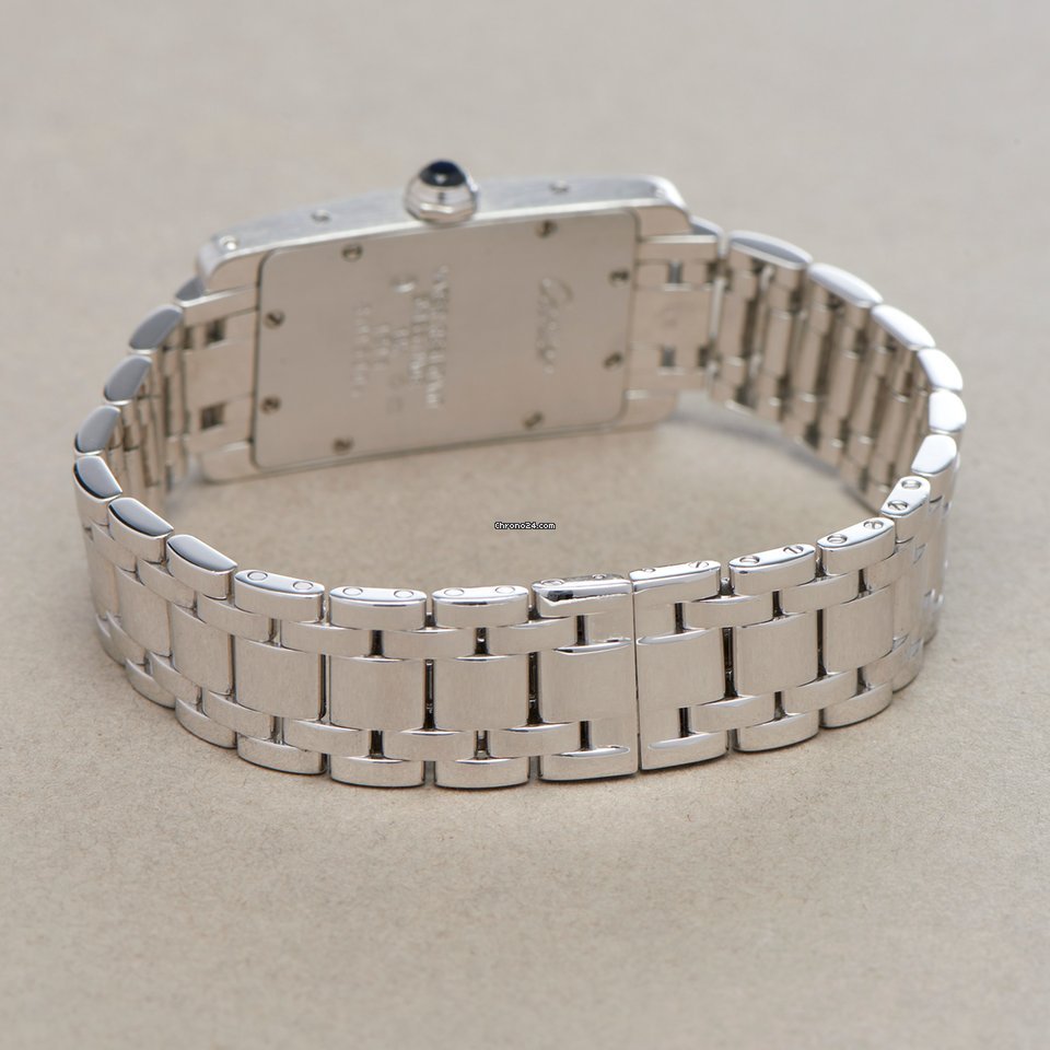 IMG_9081 Cartier Tank Americaine Mens watch Unisex Quartz White gold 1713 Replica 7