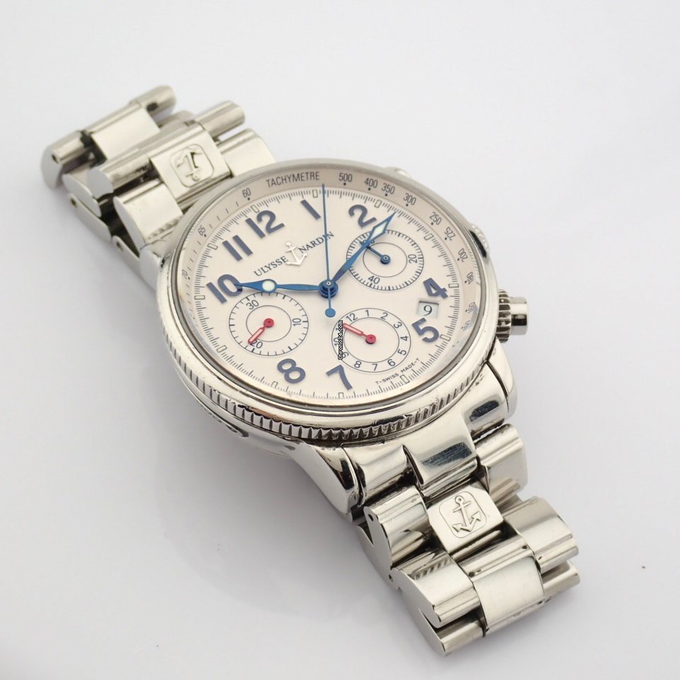 IMG_9081 Ulysse Nardin Marine Chronograph Mens watch Unisex Automatic Steel 353 22 Replica 7