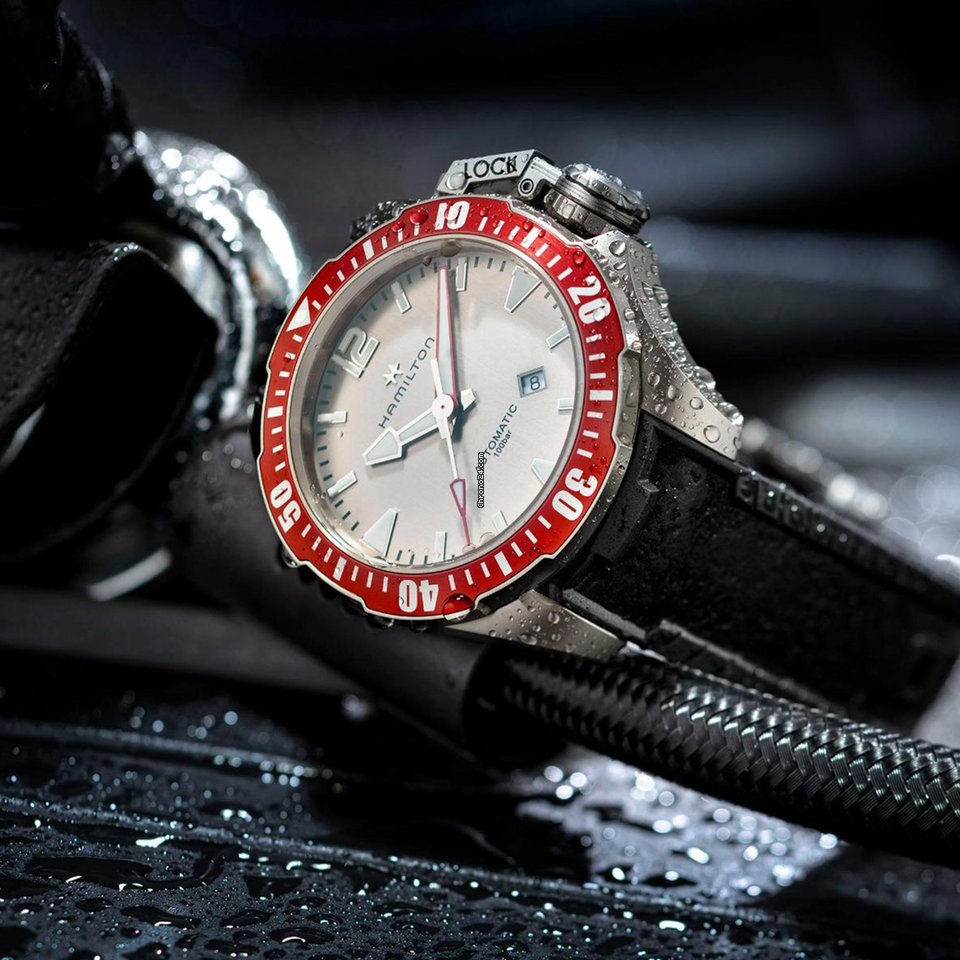 IMG_9081 Hamilton Khaki Navy Frogman Mens watch Unisex Automatic Titanium H77805380 Replica 7