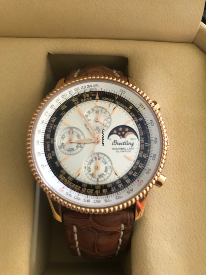 IMG_9081 Breitling Montbrillant Olympus Mens watch Unisex Automatic Rose gold R19350 Replica 7