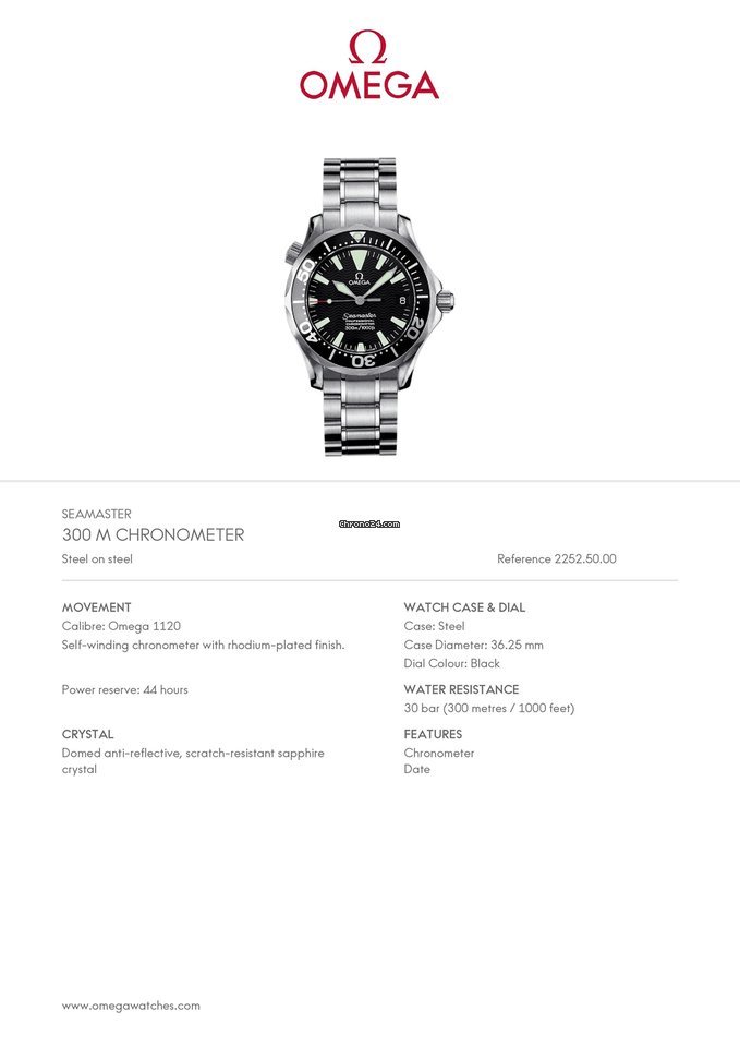 Omega Seamaster Diver 300 M Mens watch Unisex Automatic Steel 2252.50 Replica 7