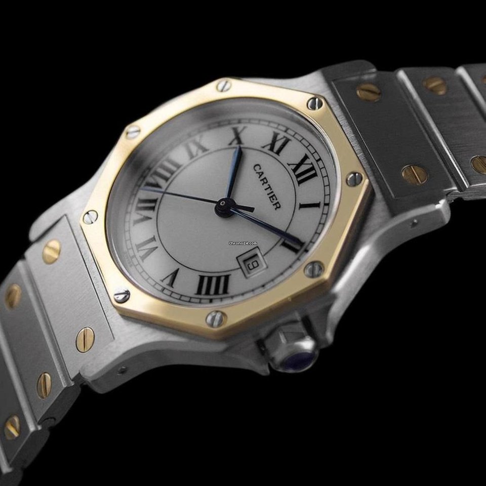 IMG_9081 Cartier Santos Mens watch Unisex Automatic Gold Steel 8349ST Replica 7