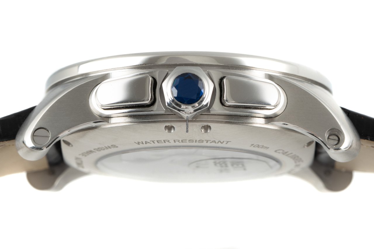 IMG_9081 Cartier Calibre de Cartier Chronograph Mens watch Unisex Automatic Steel W7100046 Replica 7