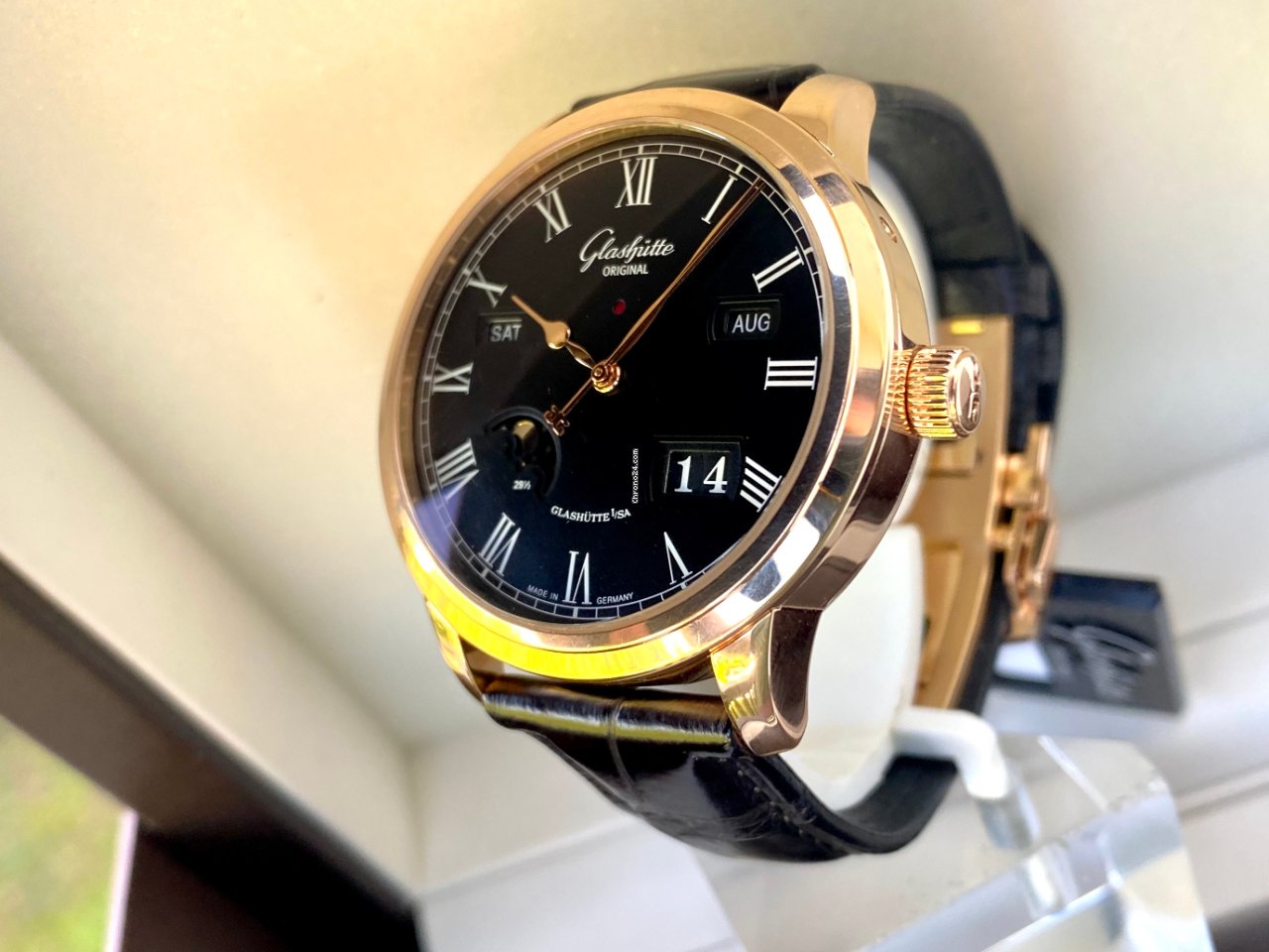 IMG_9081 Glashutte Original Senator Perpetual Calendar Mens watch Unisex Automatic Rose gold 100-02-25-05-05 Replica 7