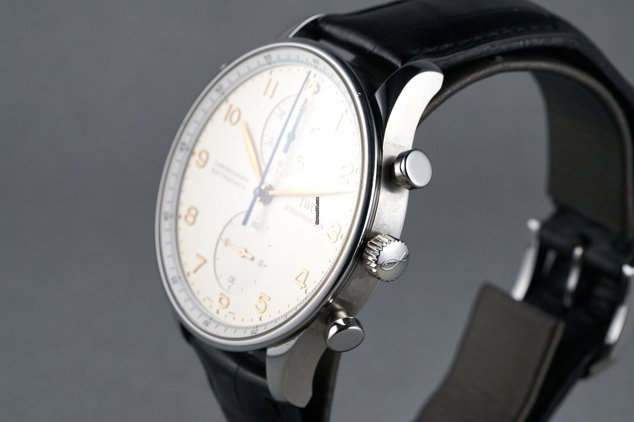 IWC Portuguese Chronograph Mens watch Unisex Manual winding Steel IW3712 Replica 7