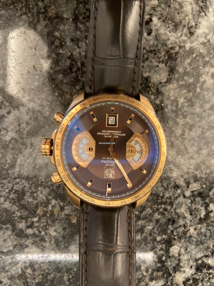 TAG Heuer Grand Carrera Mens watch Unisex Automatic Rose gold CAV514C.FC8171 Replica 7