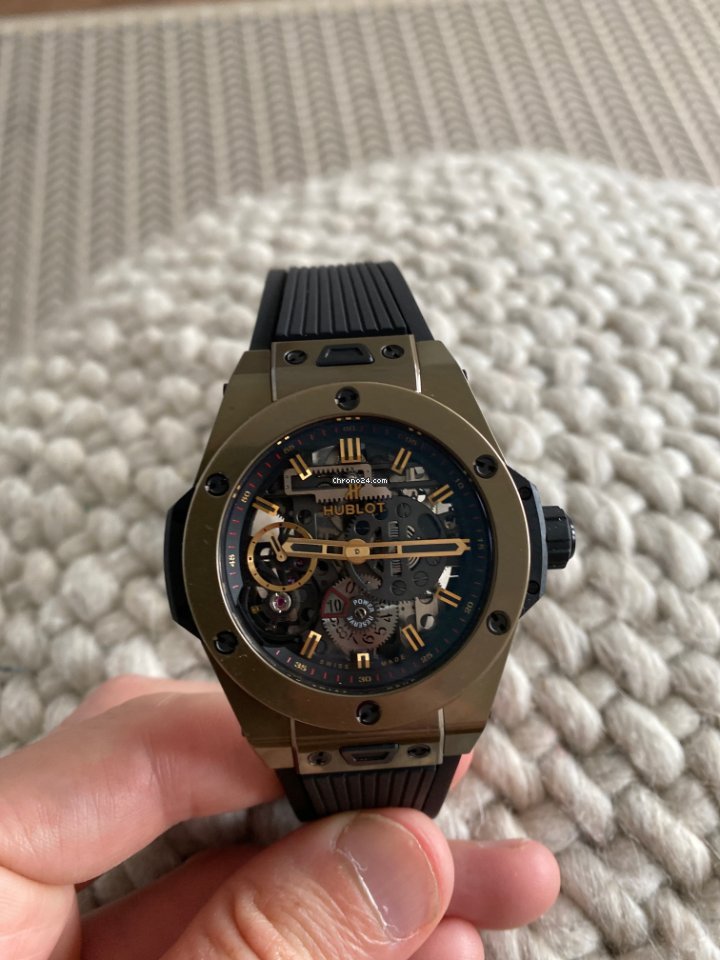 IMG_9081 Hublot Big Bang Meca-10 Mens watch Unisex Manual winding Yellow gold 414.MX.1138.RX Replica 7