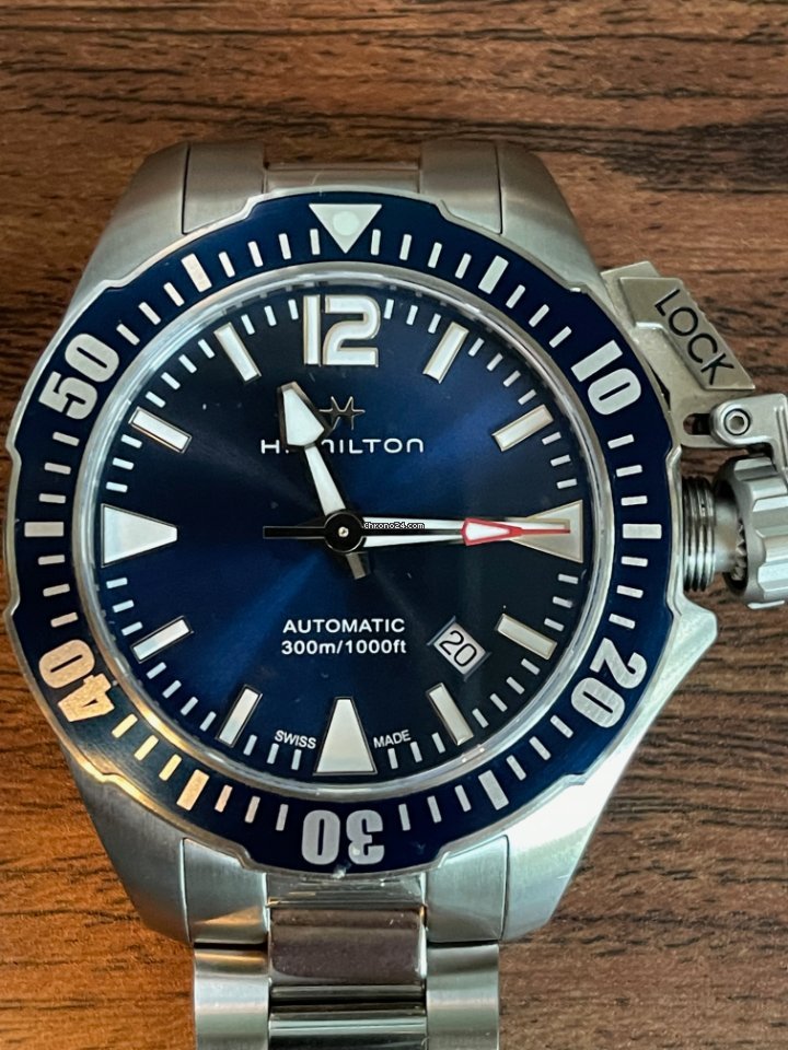 IMG_9081 Hamilton Khaki Navy Frogman Mens watch Unisex Automatic Steel H77705145 Replica 7