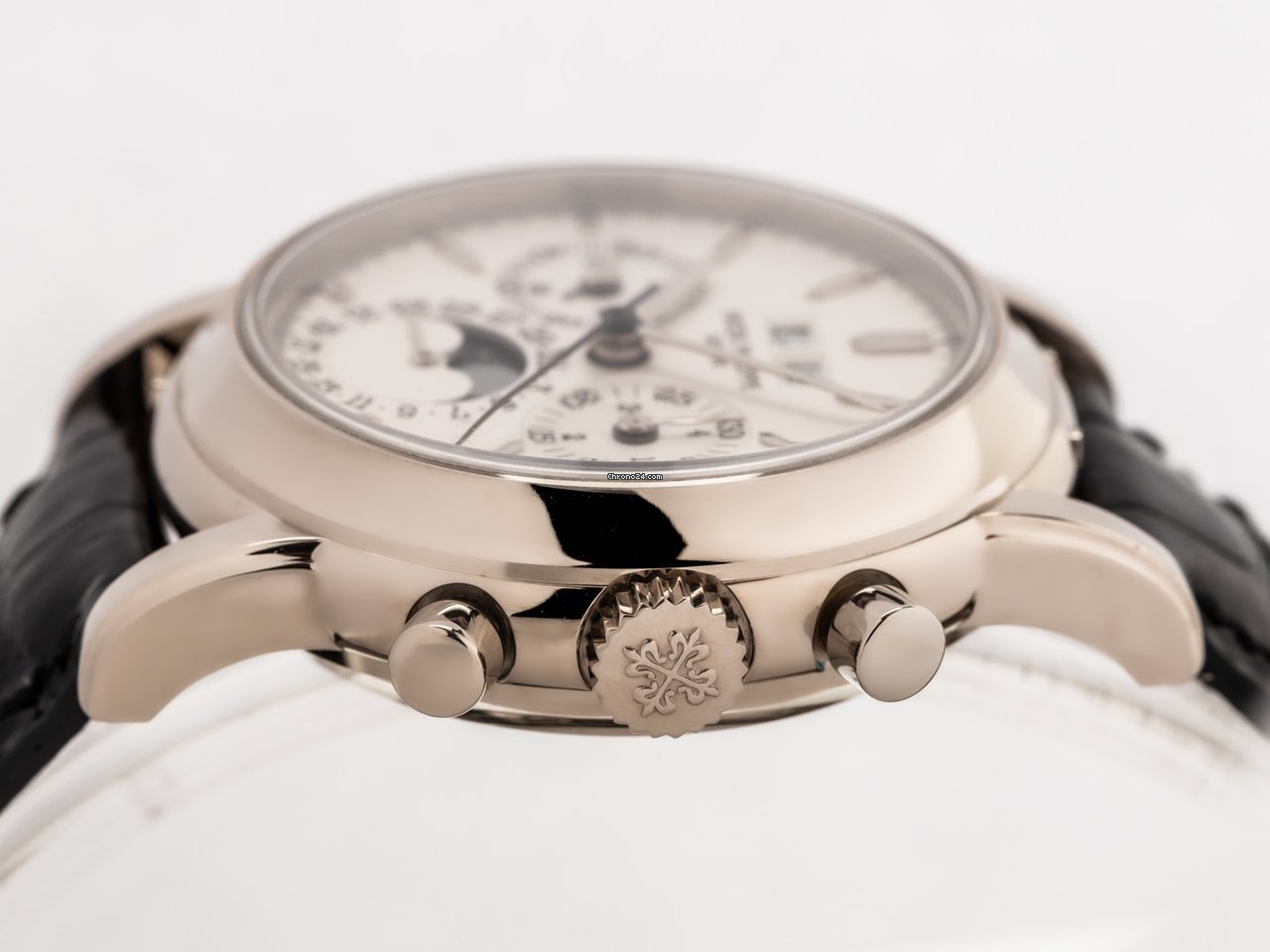 IMG_9081 Patek Philippe Perpetual Calendar Chronograph Mens watch Unisex Manual winding White gold 3970EG-016 Replica 7