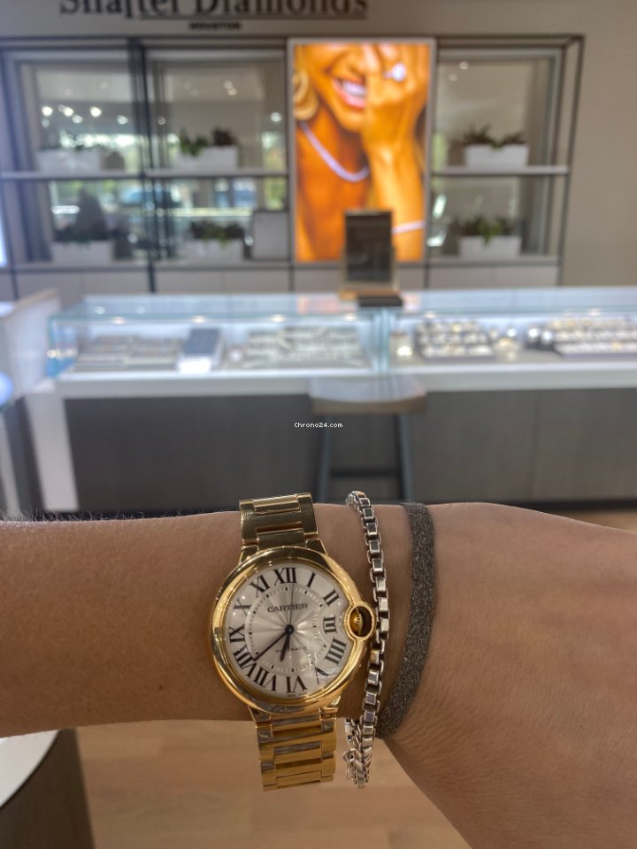 IMG_9081 Cartier Ballon Bleu 36mm Womens watch Automatic Yellow gold W69003Z2 Replica 7