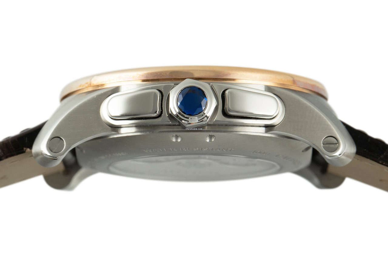 IMG_9081 Cartier Calibre de Cartier Chronograph Mens watch Unisex Automatic Gold Steel W7100043 Replica 7