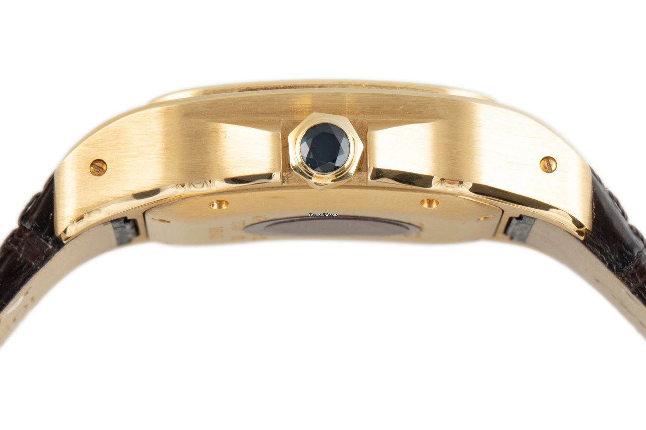 IMG_9081 Cartier Santos 100 Mens watch Unisex Automatic Yellow gold 2880 Replica 7